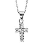 Collier en argent rhodié chaîne avec pendentif croix chrétienne ornée d'oxydes blancs sertis - longueur ... Collier en argent rhodié chaîne avec pendentif croix chrétienne ornée d'oxydes blancs sertis - longueur ...