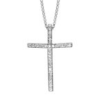Collier en argent rhodié chaîne avec pendentif croix chrétienne en rails d'oxydes blancs sertis - longueur ... Collier en argent rhodié chaîne avec pendentif croix chrétienne en rails d'oxydes blancs sertis - longueur ...