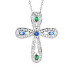 Collier en argent rhodié chaîne avec pendentif croix empierrée 40 + 5cm Collier en argent rhodié chaîne avec pendentif croix empierrée 40 + 5cm