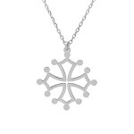 Collier en argent rhodié chaîne avec pendentif croix occitane grand modèle 41 + 4cm Collier en argent rhodié chaîne avec pendentif croix occitane grand modèle 41 + 4cm