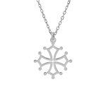 Collier en argent rhodié chaîne avec pendentif croix occitane petit modèle 41 + 4cm Collier en argent rhodié chaîne avec pendentif croix occitane petit modèle 41 + 4cm