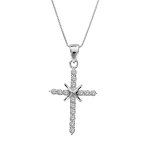 Collier en argent rhodié chaîne avec pendentif croix ornée d'oxydes blancs et avec petit x lisse au milieu ... Collier en argent rhodié chaîne avec pendentif croix ornée d'oxydes blancs et avec petit x lisse au milieu ...