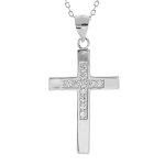 Collier en argent rhodié chaîne avec pendentif croix et oxydes blancs 40 + 2 + 2cm Collier en argent rhodié chaîne avec pendentif croix et oxydes blancs 40 + 2 + 2cm