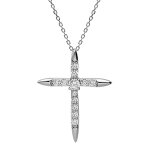 Collier en argent rhodié chaîne avec pendentif croix avec oxydes blancs sertis 25 x 31mm longueur 38 ... Collier en argent rhodié chaîne avec pendentif croix avec oxydes blancs sertis 25 x 31mm longueur 38 ...