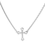 Collier en argent rhodié chaîne avec pendentif croix et oxydes blancs sertis 38 + 4cm Collier en argent rhodié chaîne avec pendentif croix et oxydes blancs sertis 38 + 4cm