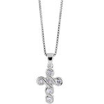 Collier en argent rhodié chaîne avec pendentif croix en torsade ornée d'oxydes blancs sertis clos - longueur ... Collier en argent rhodié chaîne avec pendentif croix en torsade ornée d'oxydes blancs sertis clos - longueur ...