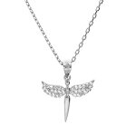 Collier en argent rhodi chane avec pendentif epe et aile d'ange 40 + 5cm