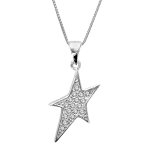 Collier en argent rhodié chaîne avec pendentif étoile asymétrique pavée d'oxydes blancs - longueur 42cm ... Collier en argent rhodié chaîne avec pendentif étoile asymétrique pavée d'oxydes blancs - longueur 42cm ...
