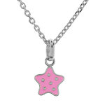 Collier en argent rhodié chaîne avec pendentif étoile rose à poids 36 + 2cm Collier en argent rhodié chaîne avec pendentif étoile rose à poids 36 + 2cm