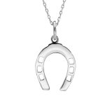 Collier en argent rhodi chane avec pendentif fer  cheval longueur 42 + 3cm