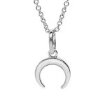 Collier en argent rhodi� cha�ne avec pendentif en forme de croissant de lune lisse longueur 40 + 4cm