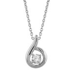 Collier en argent rhodi� cha�ne avec pendentif forme escargot avec oxyde blanc serti au centre - longueur ...