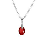 Collier en argent rhodi� cha�ne avec pendentif forme de goutte avec oxyde grenat facet� 40 + 5cm