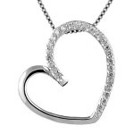 Collier en argent rhodié chaîne avec pendentif gros coeur asymétrique et avec 1 moitié ornée d'oxydes ... Collier en argent rhodié chaîne avec pendentif gros coeur asymétrique et avec 1 moitié ornée d'oxydes ...