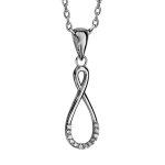 Collier en argent rhodi� cha�ne avec pendentif infini avec 1 partie orn�e d'oxydes blancs sertis - longueur ...