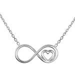 Collier en argent rhodi� cha�ne avec pendentif infini et coeur 42 + 3cm