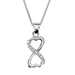 Collier en argent rhodié chaîne avec pendentif infini formé avec 2 coeurs avec 1 partie lisse et l'autre ... Collier en argent rhodié chaîne avec pendentif infini formé avec 2 coeurs avec 1 partie lisse et l'autre ...