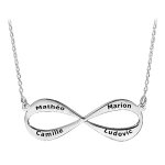 Collier en argent rhodi chane avec pendentif infini  graver 3 ou 4 prnoms - longueur 40cm + 5cm de ...