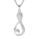Collier en argent rhodi chane avec pendentif infini perle de culture d'eau douce blanche mm et oxydes ...