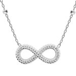 Collier en argent rhodi� cha�ne avec pendentif infini travaill� 40 + 5cm