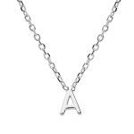 Collier en argent rhodi� cha�ne avec pendentif initiale a 5mm - 38 + 5cm