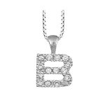 Collier en argent rhodié chaîne avec pendentif initiale b ornée d'oxydes blancs - longueur 45cm Collier en argent rhodié chaîne avec pendentif initiale b ornée d'oxydes blancs - longueur 45cm