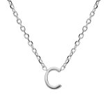 Collier en argent rhodi� cha�ne avec pendentif initiale c 5mm - 38 + 5cm