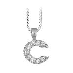 Collier en argent rhodié chaîne avec pendentif initiale c ornée d'oxydes blancs - longueur 45cm Collier en argent rhodié chaîne avec pendentif initiale c ornée d'oxydes blancs - longueur 45cm