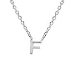 Collier en argent rhodi� cha�ne avec pendentif initiale f 5mm - 38 + 5cm