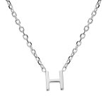 Collier en argent rhodi� cha�ne avec pendentif initiale h 5mm - 38 + 5cm