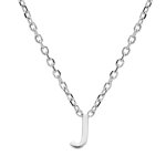 Collier en argent rhodi� cha�ne avec pendentif initiale j 5mm - 38 + 5cm