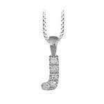 Collier en argent rhodi chane avec pendentif initiale j orne d'oxydes blancs - longueur 45cm