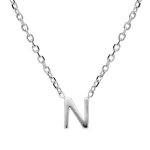 Collier en argent rhodi� cha�ne avec pendentif initiale n 5mm - 38 + 5cm