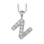 Collier en argent rhodié chaîne avec pendentif initiale n ornée d'oxydes blancs - longueur 45cm Collier en argent rhodié chaîne avec pendentif initiale n ornée d'oxydes blancs - longueur 45cm