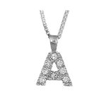 Collier en argent rhodié chaîne avec pendentif initiale a ornée d'oxydes blancs - longueur 45cm Collier en argent rhodié chaîne avec pendentif initiale a ornée d'oxydes blancs - longueur 45cm