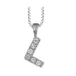 Collier en argent rhodié chaîne avec pendentif initiale l ornée d'oxydes blancs - longueur 45cm Collier en argent rhodié chaîne avec pendentif initiale l ornée d'oxydes blancs - longueur 45cm