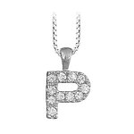 Collier en argent rhodié chaîne avec pendentif initiale p ornée d'oxydes blancs - longueur 45cm Collier en argent rhodié chaîne avec pendentif initiale p ornée d'oxydes blancs - longueur 45cm