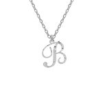 Collier en argent rhodi chane avec pendentif lettre anglaise b diamante longueur 40 + 4cm