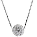 Collier en argent rhodi chane avec pendentif moyenne boule en rsine et strass blancs - longueur 38cm ...