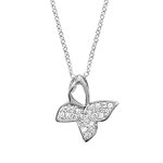 Collier en argent rhodié chaîne avec pendentif papillon avec 3 ailes pavées d'oxydes blancs sertis - ... Collier en argent rhodié chaîne avec pendentif papillon avec 3 ailes pavées d'oxydes blancs sertis - ...