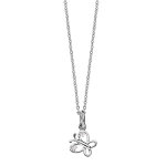 Collier en argent rhodi chane avec pendentif papillon ajour oxydes blancs 36 + 2cm