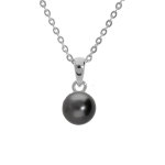 Collier en argent rhodi chane avec pendentif perle de culture de tahiti vritable 7mm 42 + cm