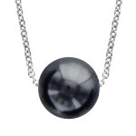 Collier en argent rhodié chaîne avec pendentif perle noire de synthèse 40cm + 4cm Collier en argent rhodié chaîne avec pendentif perle noire de synthèse 40cm + 4cm