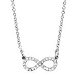 Collier en argent rhodi chane avec pendentif petit symbole infini orn d'oxydes blancs - longueur 42cm ...