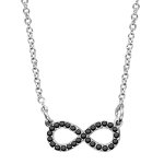 Collier en argent rhodi chane avec pendentif petit symbole infini orn d'oxydes noirs - longueur 42cm ...