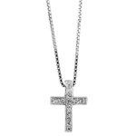 Collier en argent rhodié chaîne avec pendentif petite croix ornée d'oxydes blancs - longueur 42cm + 3cm ... Collier en argent rhodié chaîne avec pendentif petite croix ornée d'oxydes blancs - longueur 42cm + 3cm ...