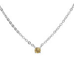 Collier en argent rhodi� cha�ne avec pendentif pierre v�ritable citrine 3mm 38 + 5cm