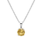 Collier en argent rhodi� cha�ne avec pendentif pierre v�ritable citrine 6, 5mm 42 + 3cm