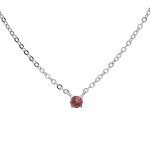 Collier en argent rhodi� cha�ne avec pendentif pierre v�ritable grenat 3mm 38 + 5cm