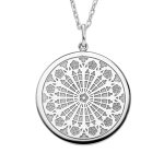 Collier en argent rhodi� cha�ne avec pendentif rosace de strasbourg 40 + 5cm